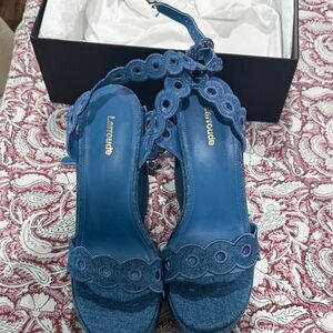 Larroude Denim Blue Sandals
